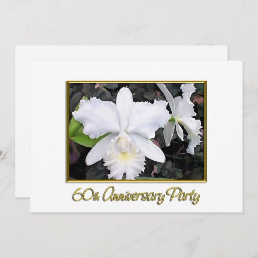 Crisp White Orchids Jubileum Party 60 Kaart (Voorkant / Achterkant)