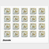 Crisp White Rose Personalized Wedding Vierkante Sticker (Vel)