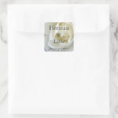 Crisp White Rose Personalized Wedding Vierkante Sticker (Tas)