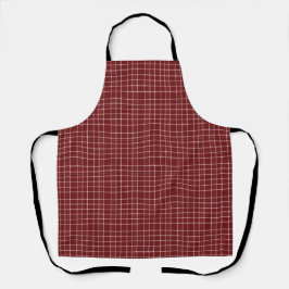 Crisp Witte en Maroon Fijne Lijn Tartan Schort
