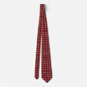 Crisp Witte en Maroon Fijne Lijn Tartan Stropdas (Achterkant)