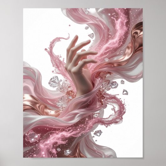 Crisp Zilver ABSTRACTE KUNST Grafisch ontwerp v2 Poster (Voorkant)