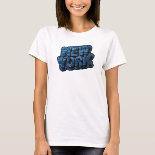 Crispe Navy NEW YORK 3D tekstkunst T-shirt (Voorkant)