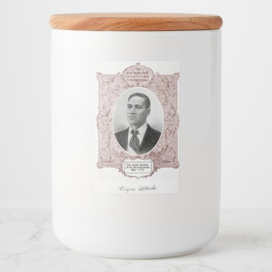 Crispus Attucks: Martelaar van de Amerikaanse Revo Voedselcontainer Etiket (Voorkant)