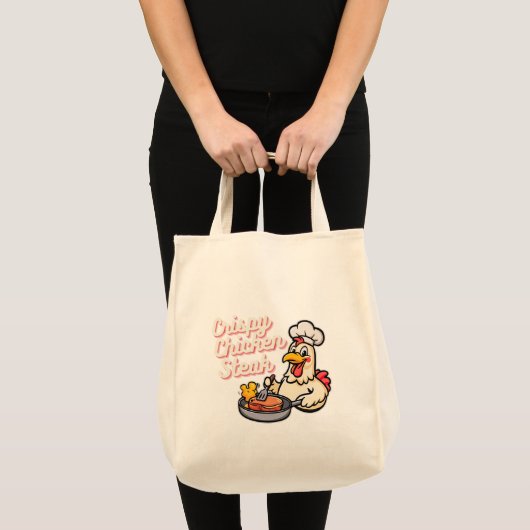 Crispy Chicken Steak Schattigee Cartoon Voedsel Pu Tote Bag (Voorkant (product))