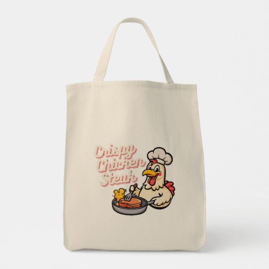 Crispy Chicken Steak Schattigee Cartoon Voedsel Pu Tote Bag (Achterkant)