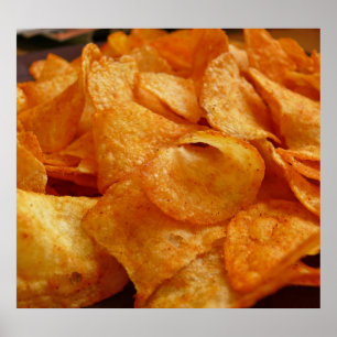 Crispy Chips Close-Up: Sappige Snack Fotografie Poster