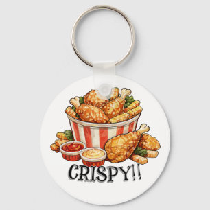 Crispy Fried Chicken Emmer Aquarel Kunst Sleutelhanger