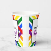 Criss-Cross Stripe Rainbow Colors Verjaardagsevene Papieren Bekers (Rechts)