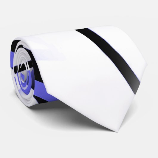 Criss Crossed Blue en Black Stripes op White Stropdas (Opgerold)