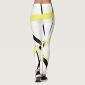 Criss Crossed Lemon Yellow en Black Stripes in Wh Leggings (Achterkant)