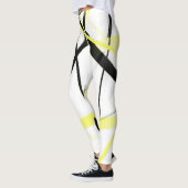 Criss Crossed Lemon Yellow en Black Stripes in Wh Leggings (Links)