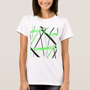Criss Crossed Limoen en Black Stripes op White T-shirt