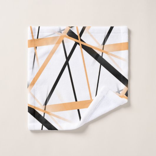 Criss Crossed Tangerine en Black Stripes op White Bad Handdoek (Wasdoekje)