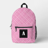 Crisscross Gingham Controleer roze en wit monogram Bedrukte Rugzak (Voorkant)
