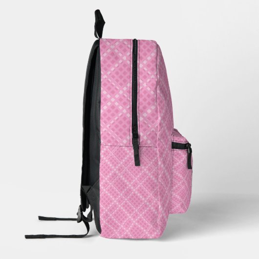 Crisscross Gingham Controleer roze en wit monogram Bedrukte Rugzak (Links)