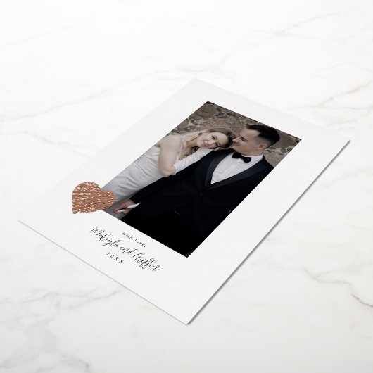 Crisscross Roos Gold Heart Weduwfoto Hartelijk dan Folie Uitnodiging (Gedraaid)