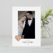 Crisscross Roos Gold Heart Weduwfoto Hartelijk dan Folie Uitnodiging (Staand Voorkant)