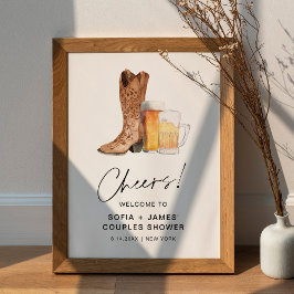 CRISTAL Boots and Brews Couples Shower Sign Poster