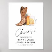 CRISTAL Boots and Brews Couples Shower Sign Poster (Voorkant)