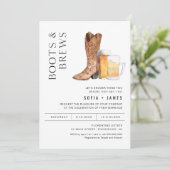CRISTAL Boots & Brews Couples Shower Invitation Kaart (Staand voorkant)