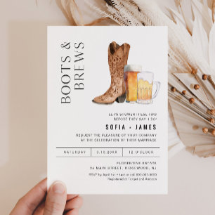 CRISTAL Boots & Brews Couples Shower Invitation Kaart