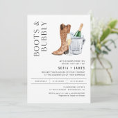 CRISTAL Boots & Bubble Couples Shower Invitation Kaart (Staand voorkant)