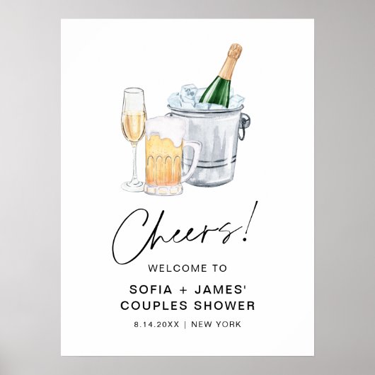CRISTAL Bubbles and Brews Couples Shower Sign Poster (Voorkant)