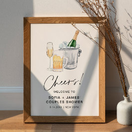 CRISTAL Bubbles and Brews Couples Shower Sign Poster