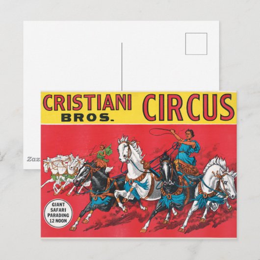  Cristiani Brothers Circus Poster Briefkaart (Voorkant / Achterkant)