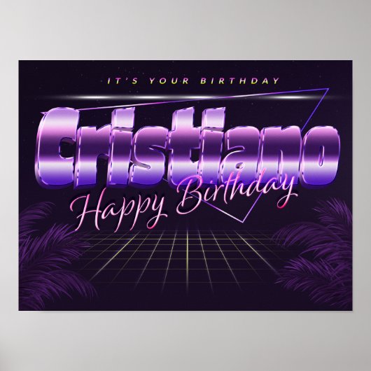 Cristiano Name Vorname retro Poster Geburtstag (Voorkant)