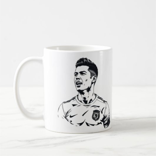 Cristiano Ronaldo Schets Art Mok – Zwart en Wit (Links)