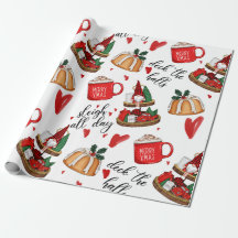 Cristmas Gnome, Cake, Hearts Cute Wrapping Paper