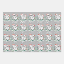 Cristmas Owl Wrapping Paper Flat Sheet Set of 3
