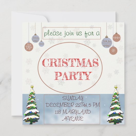 CRISTMAS PARTY INVITATOIN SAVE THE DATUM DATE (Voorkant)