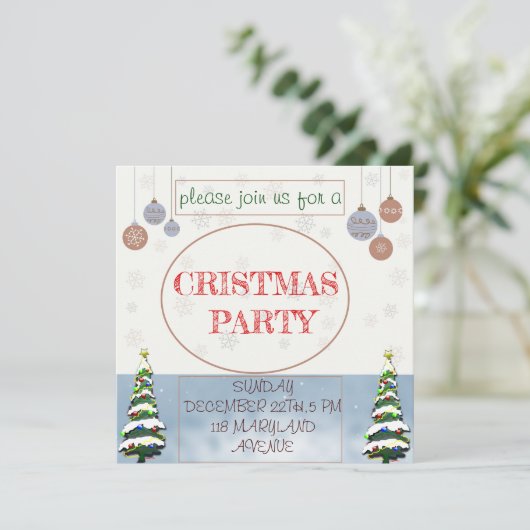 CRISTMAS PARTY INVITATOIN SAVE THE DATUM SAVE THE DATE (Staand voorkant)