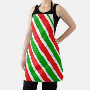 Cristmas Red White Green All-over Print Apron Schort