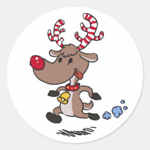 Cristmas Reindeer   achtergrondkleur kiezen Ronde Sticker