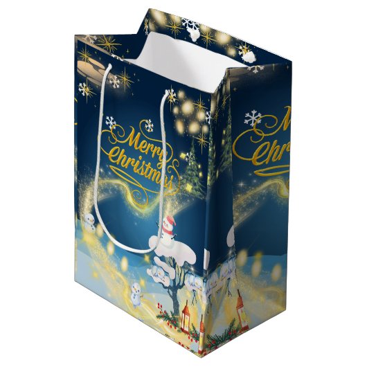 Cristmas Wrapping Paper Medium Cadeauzakje (Voorkant Gekanteld)