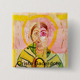 Cristo Sacerdote Vierkante Button 5,1 Cm