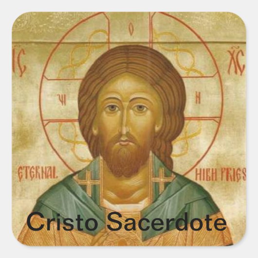 Cristo Sacerdote Vierkante Sticker (Voorkant)