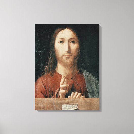 Cristo Salvator Mundi, 1465 Canvas Afdruk (Voorkant)