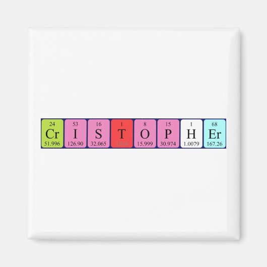 Cristopher periodiek systeem naam magnet (Voorkant)
