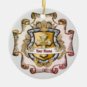 Cristos Cross Shield Achternaam Keramisch Ornament (Voorkant)