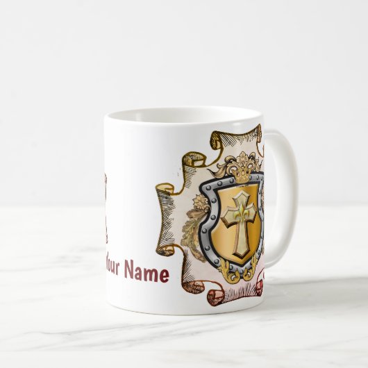 Cristos Cross Shield Achternaam Koffiemok (Voorkant rechts)