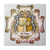 Cristos Cross Shield Achternaam Tegeltje (Voorkant)