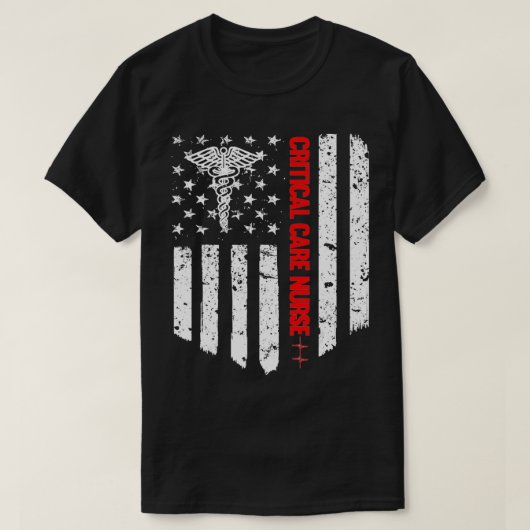Critical Care Nurse American Flag RN Registered Nu T-shirt (Design voorkant)