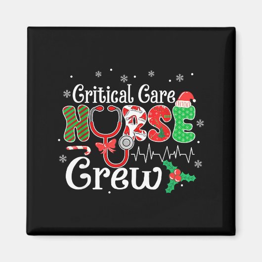Critical Care Nurse Crew Stethoscope Santa Hat Chr Magneet (Voorkant)