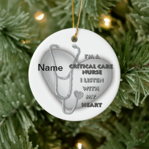Critical Care Nurse Grey Heart Keramisch Ornament