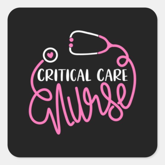 Critical Care Nurse Logo RN Critical Care Nursing Vierkante Sticker (Voorkant)